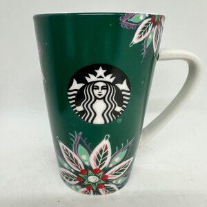 Starbucks 2020 12 Oz Green Holiday Ceramic MugFloral Design Coffee Tea